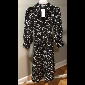 Petite Studios NYC Sydney Dress - Poppy Print - Size S Long Sleeve Calf Length